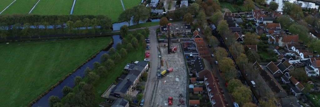 Foundation work in a protected urban landscape